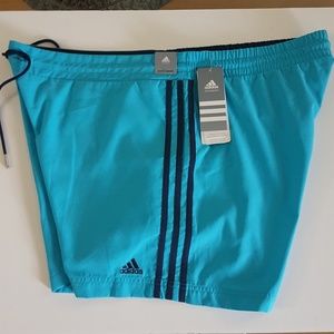 Adidas Pchd Poly 3 Stripe Shorts Cyan/Indigo XL